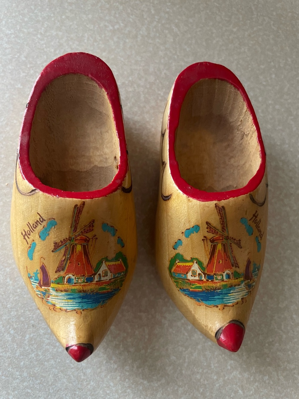 Vintage Dutch Wooden Hand Painted Clogs From Holland 4.25”
